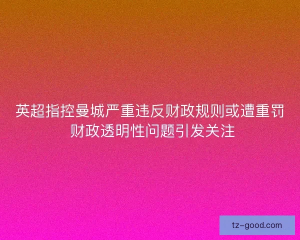 英超指控曼城严重违反财政规则或遭重罚 财政透明性问题引发关注